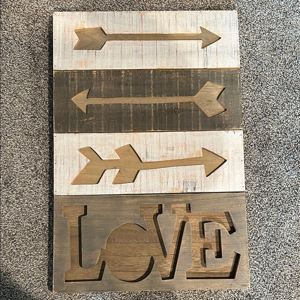 Rustic Wooden Love and Arrow Wall Decor